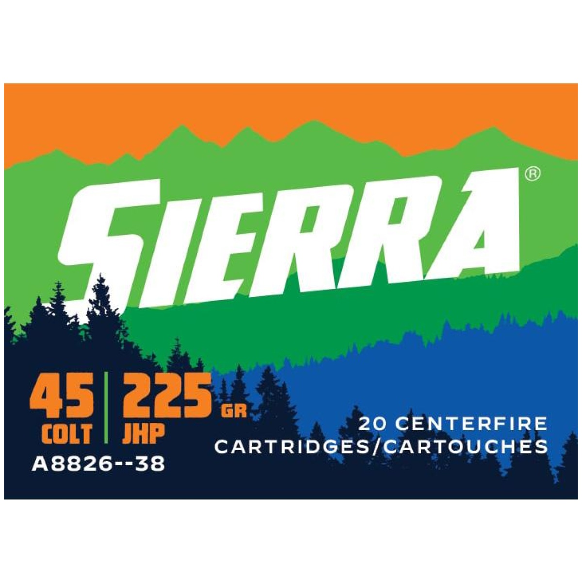 Sia882638. Jpg - sierra sports master handgun ammunition. 45 colt 225gr jhp 20/ct - sia882638