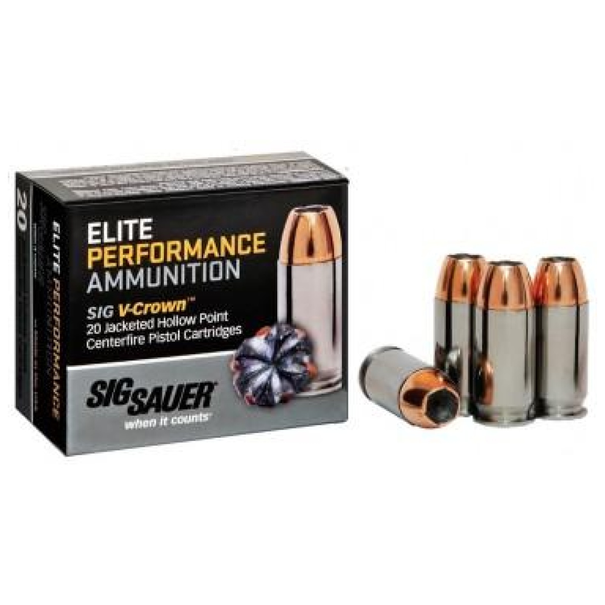 Xi458189. Jpg - sig sauer elite performance pistol ammunition. 45 acp 200 gr elite v-crown jhp box 20 - xi458189