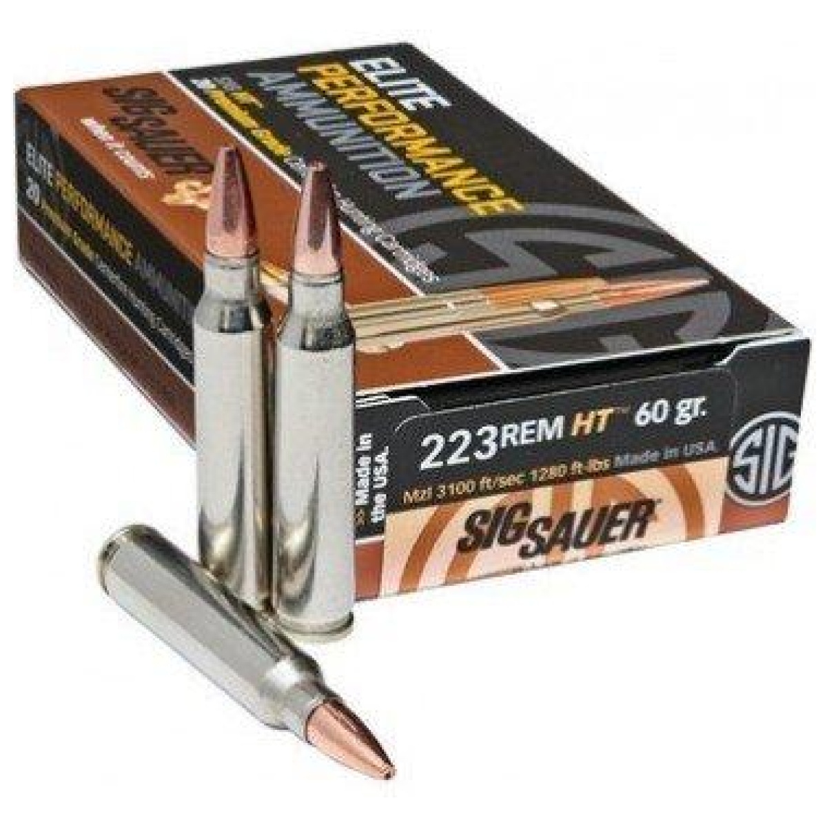 Xi568130. Jpg - sig sauer elite hunting rifle ammunition. 223 rem 60gr ht 3100 fps 20/ct - xi568130