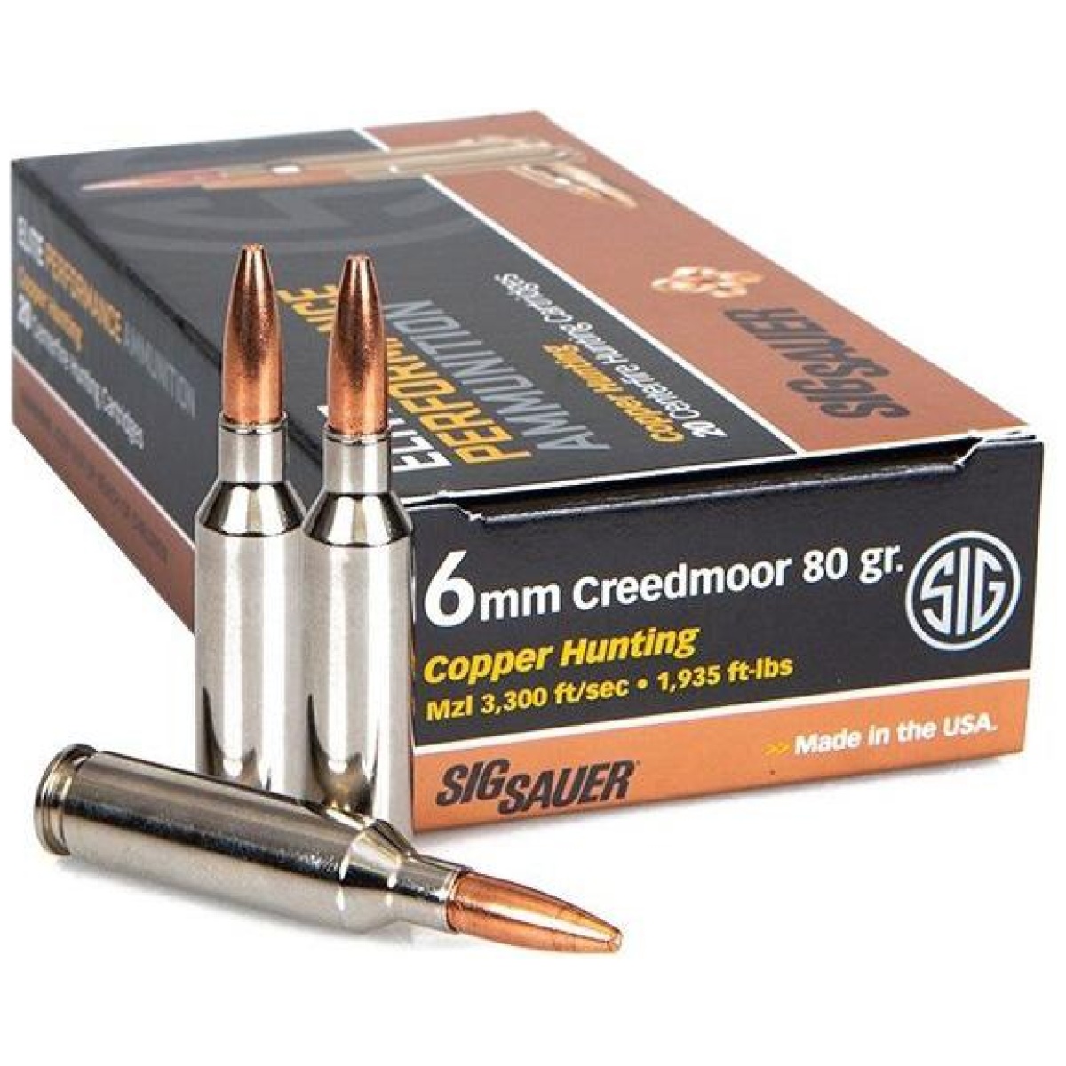 Xi614073_1. Jpg - sig sauer elite hunting rifle ammunition 6mm creedmoor 80 gr solid copper 3300 fps 20/ct - xi614073 1