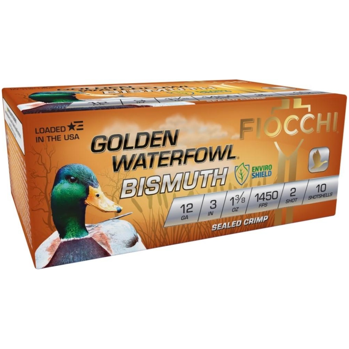 Xn123gb2-1. Jpg - fiocchi golden waterfowl bismuth 12ga 3" 1-3/8oz 1450 fps #2 10/ct - xn123gb2 1