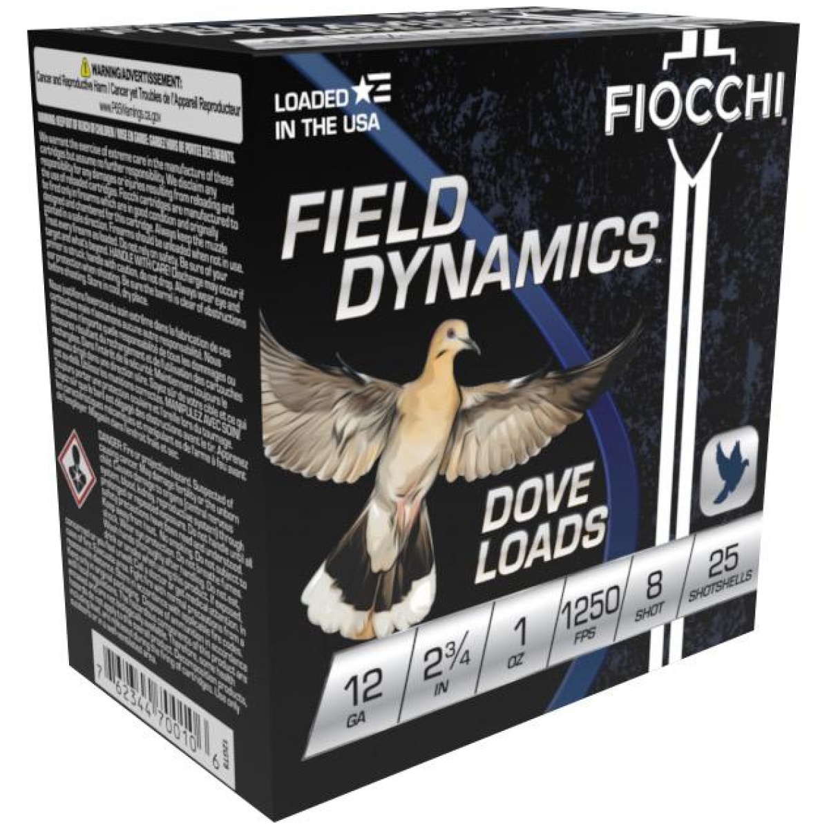 Xn12gt8. Jpg - fiocchi field dynamics dove & quail shotshells 12ga 2-3/4" 1oz 1250 fps #8 25/ct - xn12gt8