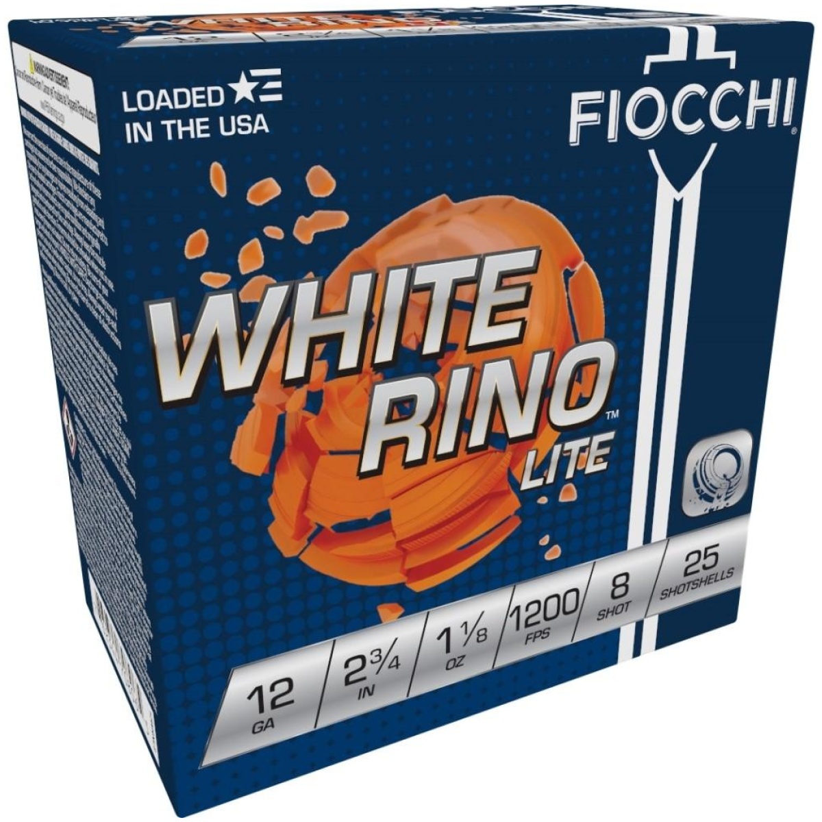 Xn12wrnl8-1. Jpg - fiocchi white rino lite shotshells 12 ga 2-3/4" 1-1/8oz 1200 fps #8 25/ct - xn12wrnl8 1