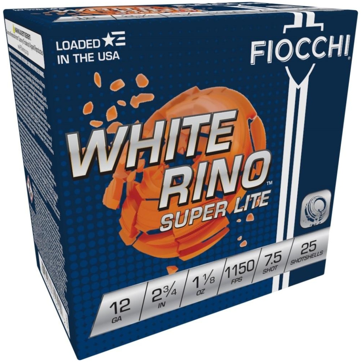 Xn12wrsl75-1. Jpg - fiocchi white rino super lite shotshells 12 ga 2-3/4" 1-1/8oz 1150 fps #7. 5 25/ct - xn12wrsl75 1