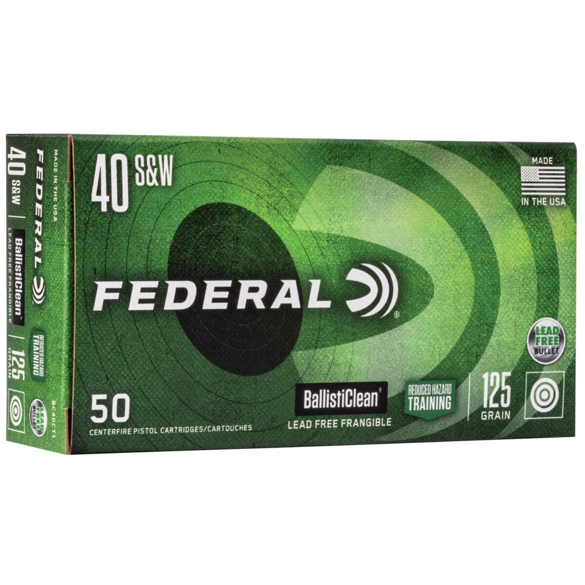 Fabc40ct1. Jpg - federal ballisticlean frangible handgun ammuntion. 40 s&w 125gr rht 1300 fps 50/ct - fabc40ct1