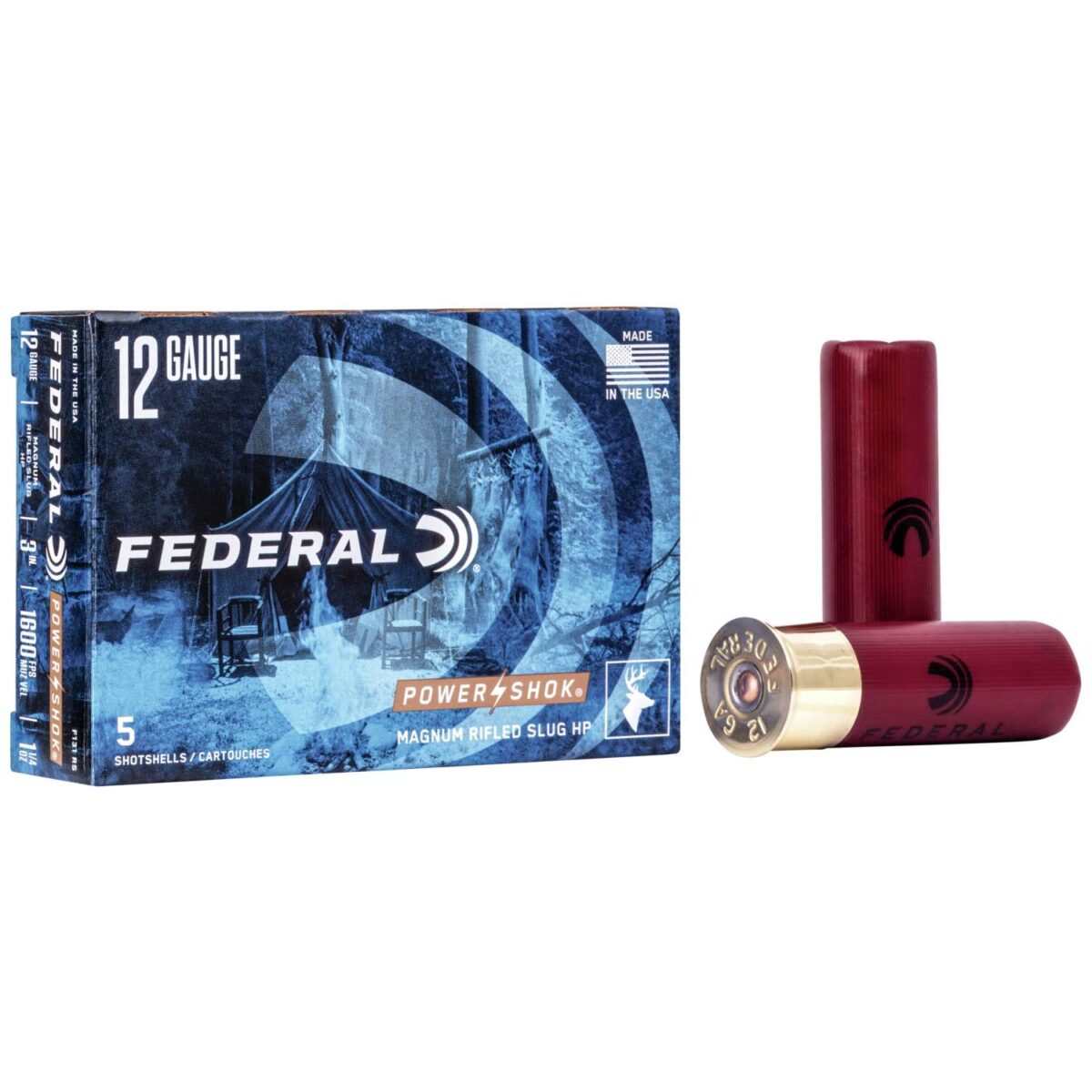 Faf131rs_1. Jpg - federal power-shok rifled slug 12 ga 3" max 1 1/4 oz slug 1600 fps - 5/box - faf131rs 1