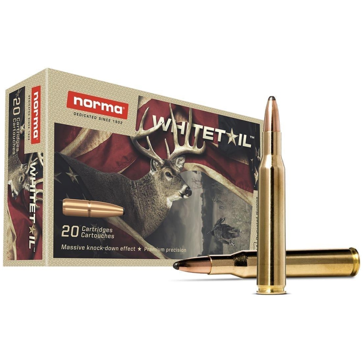 Nh20169562. Jpg - norma whitetail rifle ammunition. 270 win 130gr psp 3084 fps 20/ct - nh20169562