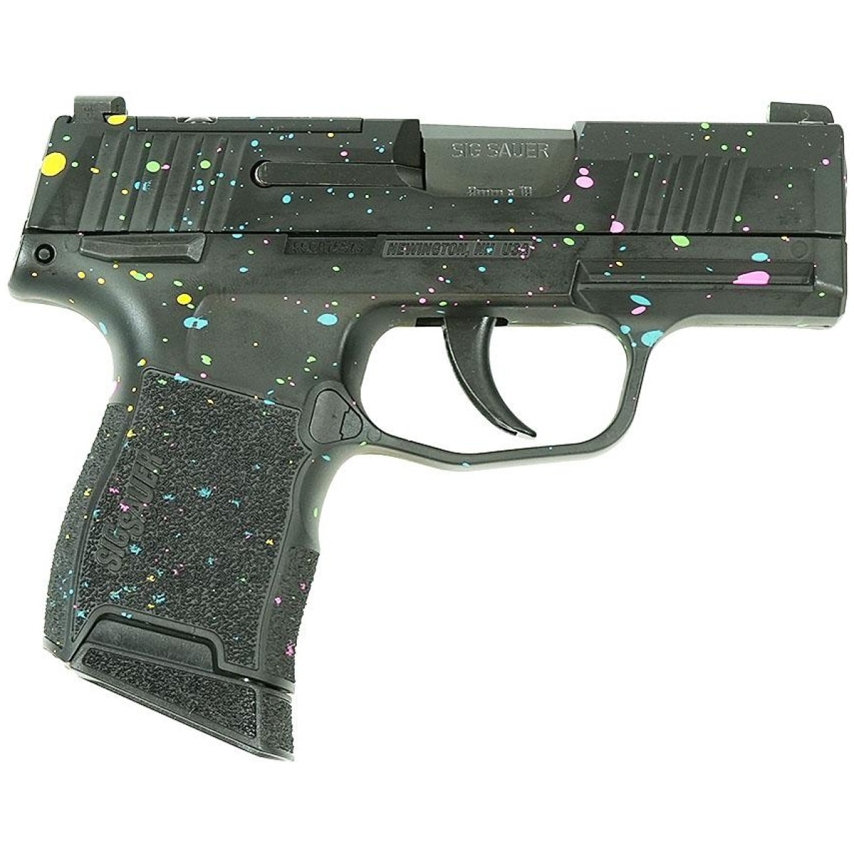 Discover the ultimate p365 9mm striker pistol with multi-color splatter - sig sauer "multi-color paint splatter" p365 optic ready handgun 9mm luger 10rd magazines(2) 3. 1" barrel x-ray 3 sights manual safety - up365 9mm 3 0002 right