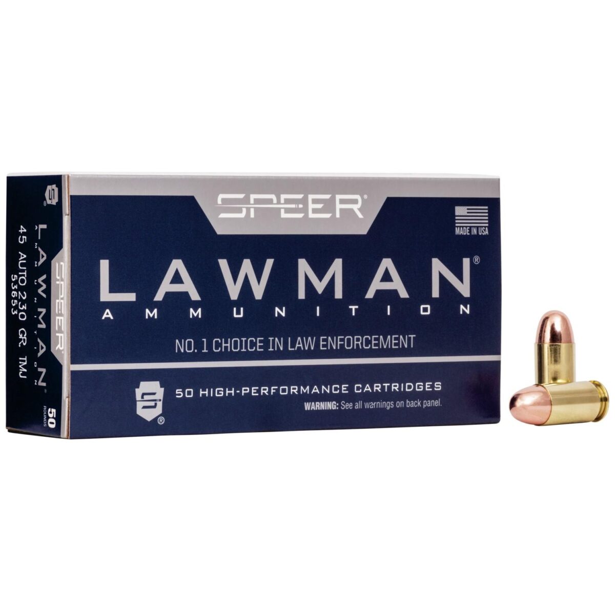 Cc53653_1. Jpg - speer lawman handgun ammunition. 45 acp 230 gr tmj 830 fps 50/ct - cc53653 1