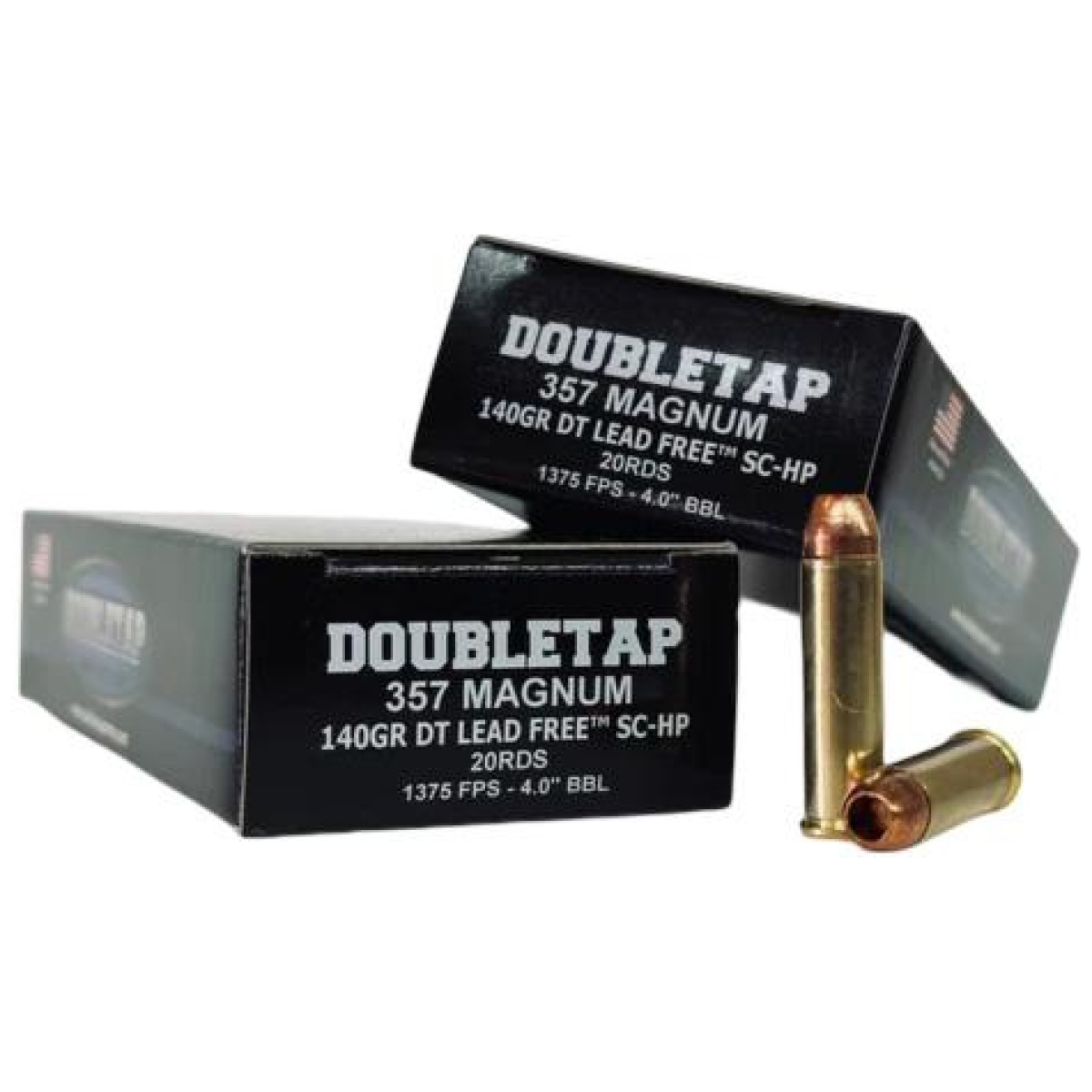 Dt357m140x. Jpg - double tap dt lead free handgun ammunition. 357 mag 140gr sc-hp 1375 fps 20/ct - dt357m140x