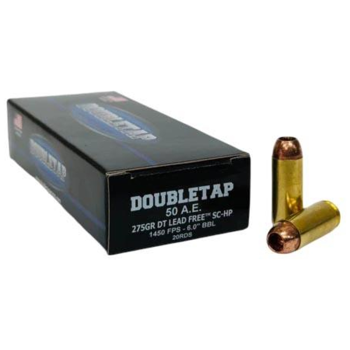 Dt50ae275x. Jpg - double tap dt lead free handgun ammunition. 50 ae 275gr sc-hp 1450 fps 20/ct - dt50ae275x