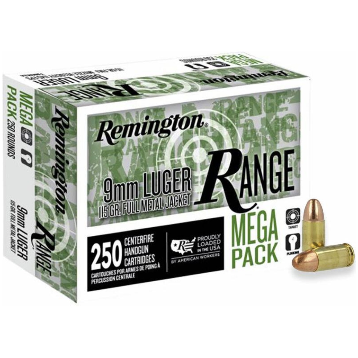 R23965. Jpg - remington range handgun ammunition 9mm luger 115 gr. Fmj 1145 fps 250/ct - r23965