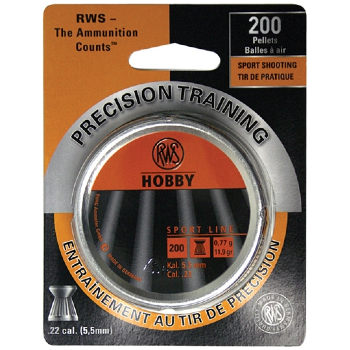 2317401_pkg. Jpg - rws pellets. 22 hobby 11. 9gr. - sport line 200-pack - 2317401 pkg