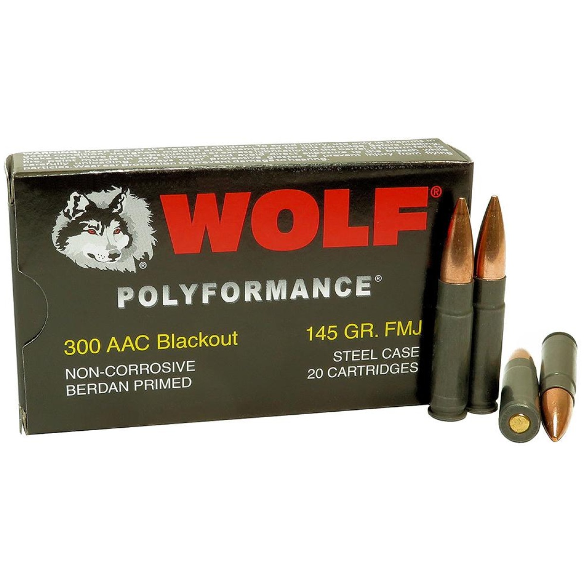 300aac. Jpg - wolf polyformance rifle ammunition. 300 blackout 145gr fmj 1985 fps 20/ct - 300aac