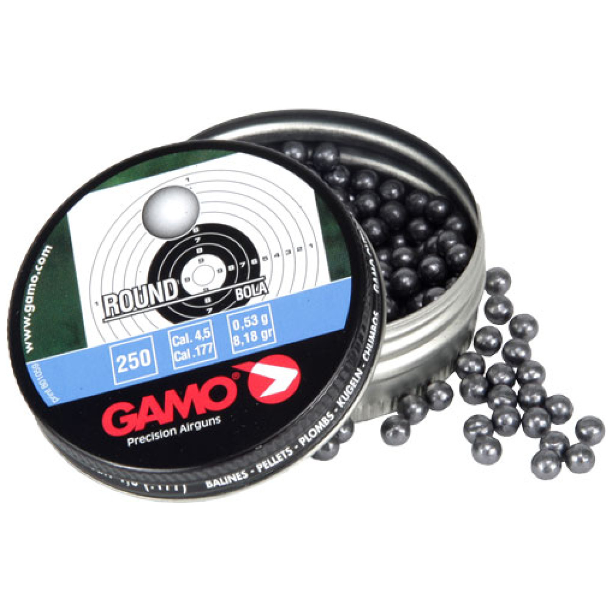 632032454_1. Jpg - gamo. 177 lead roundball bb's - 8. 2 grains 250pk tin - 632032454 1