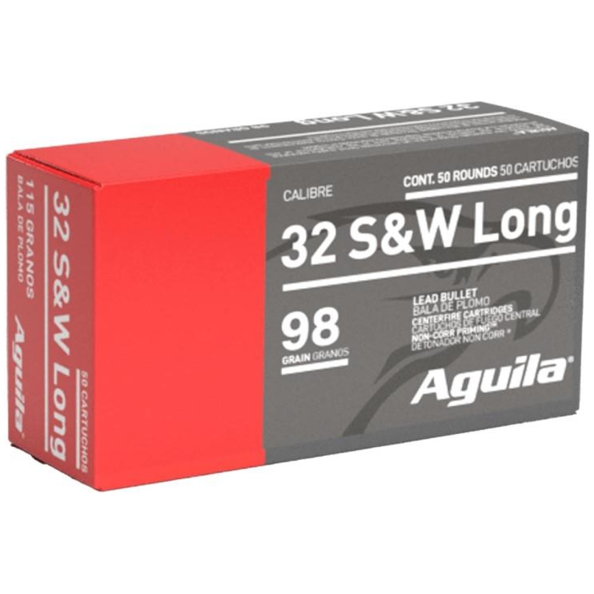 Au1e322340-centerfire. Jpg - aguila handgun ammuntion. 32 s&w long 98 gr fmj 705 fps 50/ct - au1e322340 centerfire