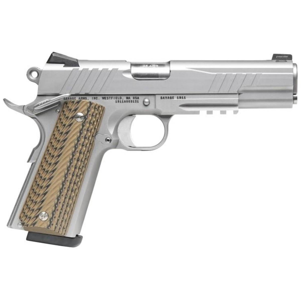 Bv67209-1. Jpg - savage 1911 gov't style handgun 9mm luger 10rd magazines (2) 5" barrel stainless steel with rail - bv67209 1