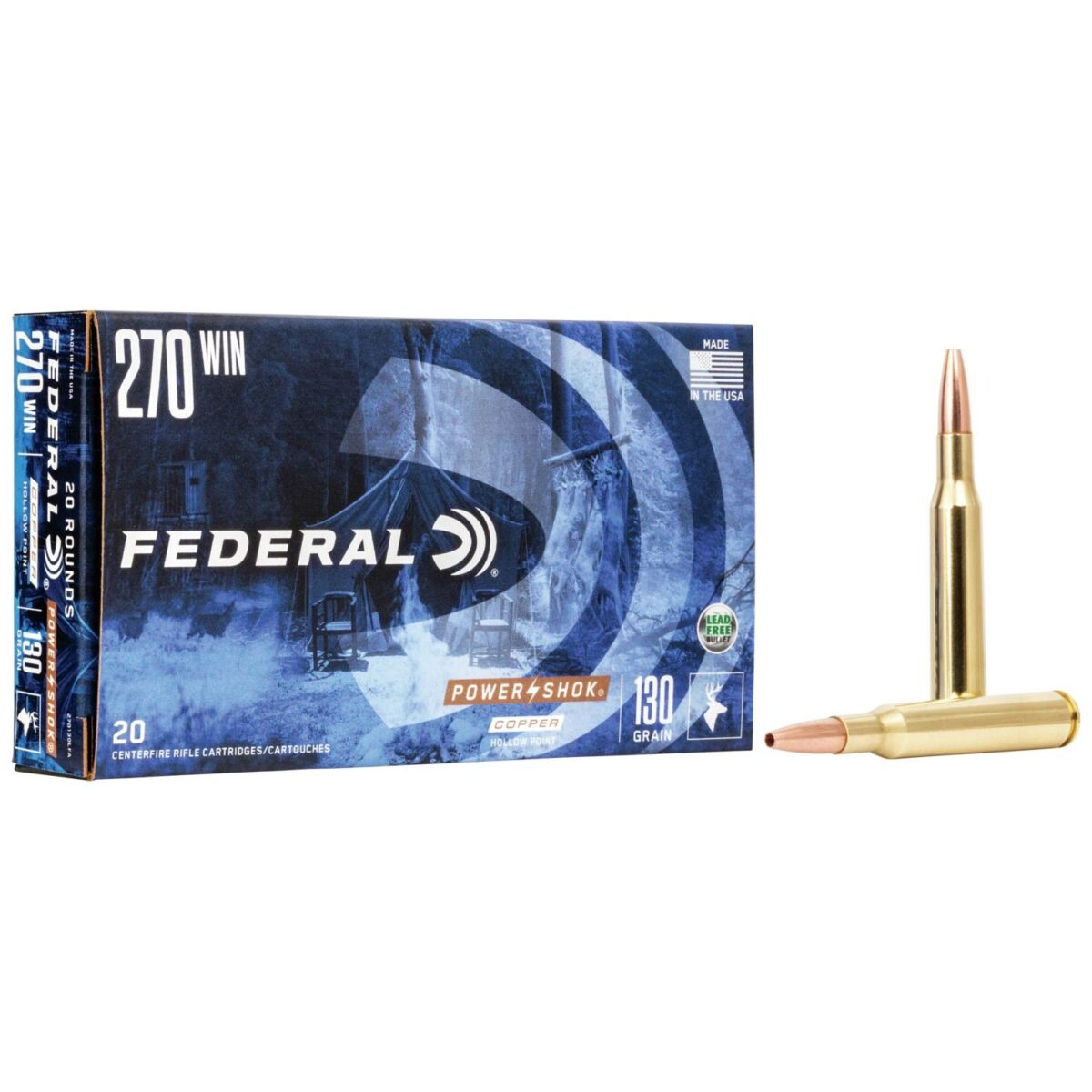 Fa270130lfa_1. Jpg - federal copper power-shok rifle ammunition. 270 win 130 gr chp 3060 fps 20/ct - fa270130lfa 1