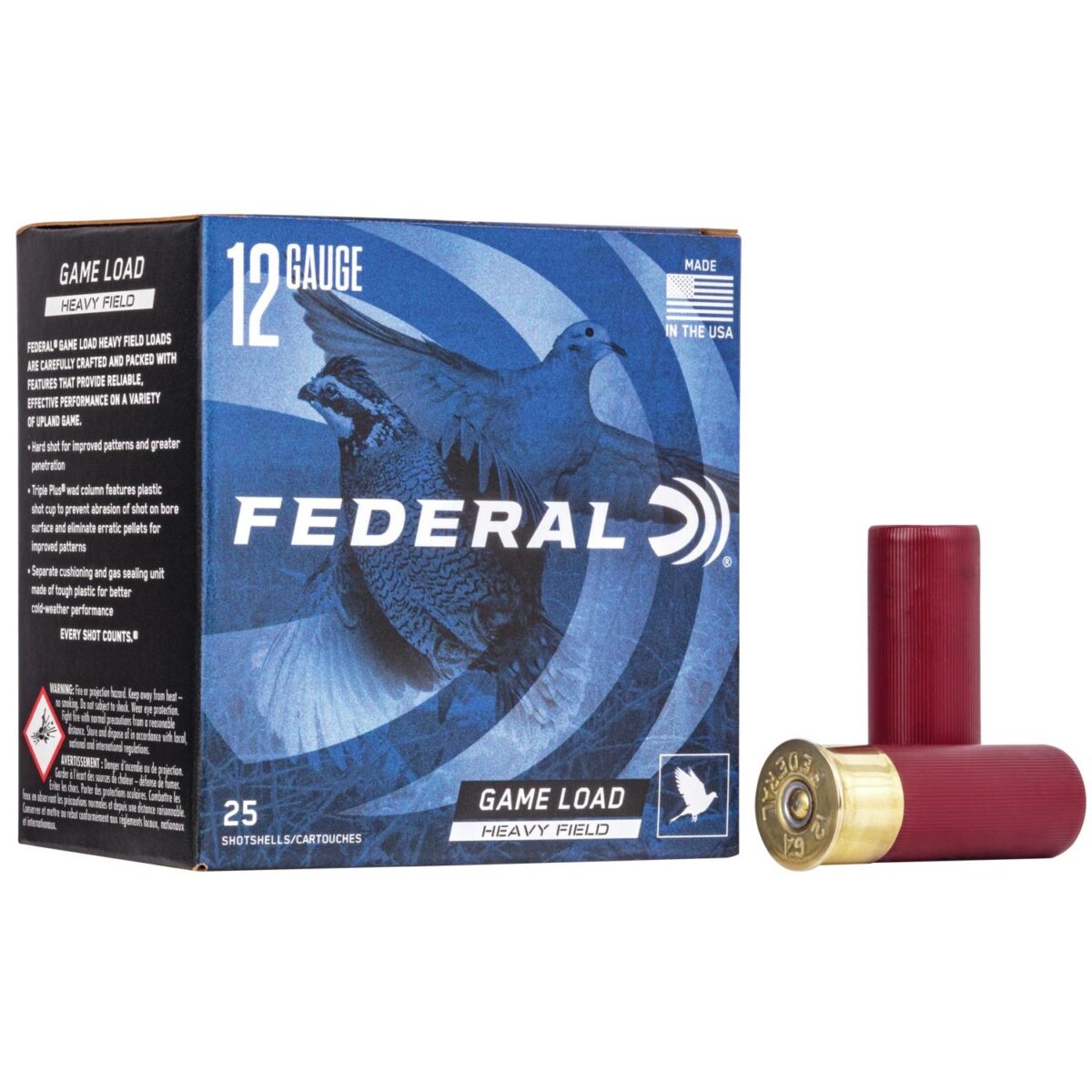 Fah1236_1. Jpg - federal game-shok heavy field load 12 ga 2 3/4" 3 1/4 dr 1 1/8 oz #467. 58 1255 fps - 25/box - fah1236 1