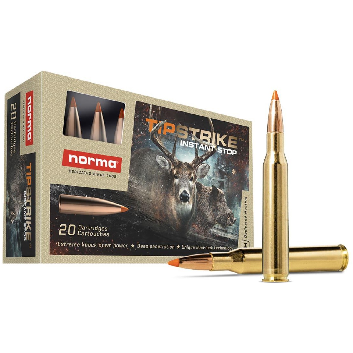 Nh20174022-1. Jpg - norma tipstrike rifle ammunition. 243 win 76gr pt 3445 fps 20/ct - nh20174022 1