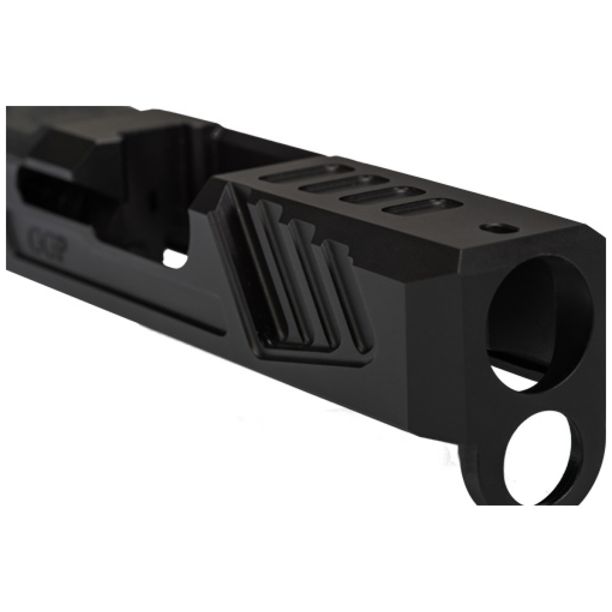 Zggp264ocv1_closeup_front-angle. Jpg - grey ghost prec for glock 26 - slide gen 4 v1 w/pro cut blk - zggp264ocv1 closeup front angle