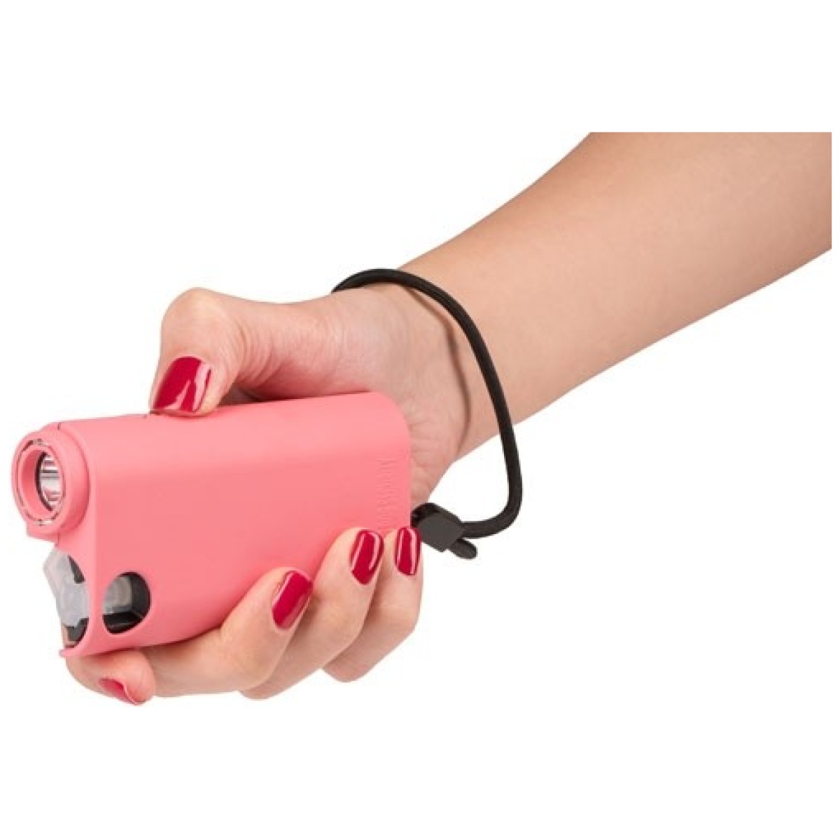 Sgpstlgdopk_inuse. Jpg - guard dog olympian 3-in-1 pink - stun gun/light/pepper spray - sgpstlgdopk inuse