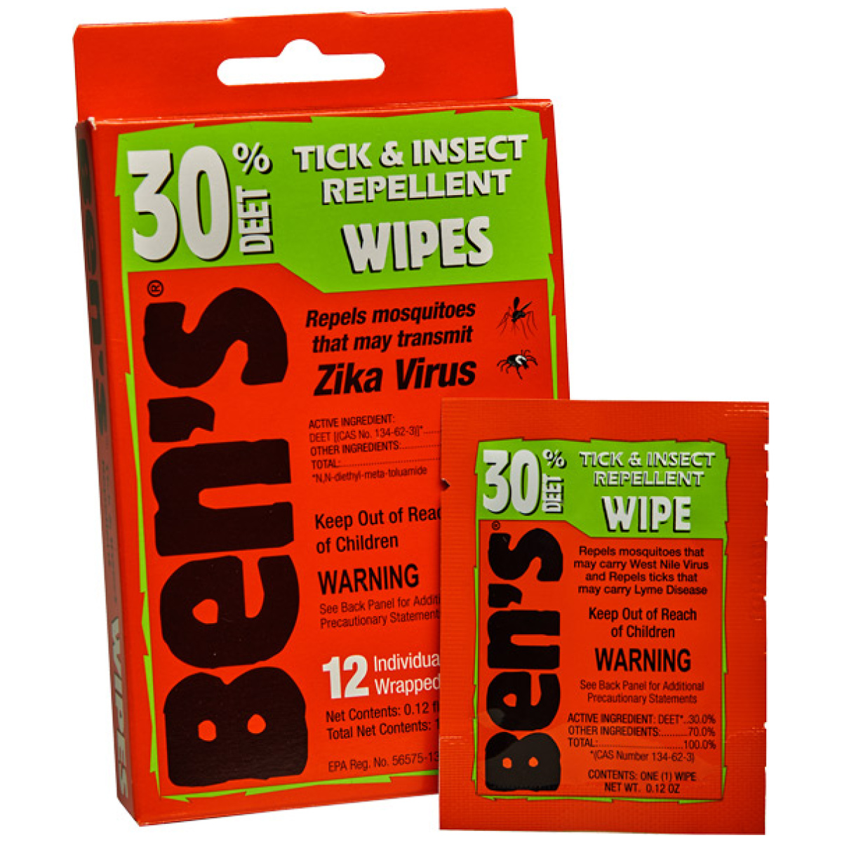 00067085. Jpg - arb ben's 30 insect repellent - 30% deet wipes 12 wipes perbox - 00067085