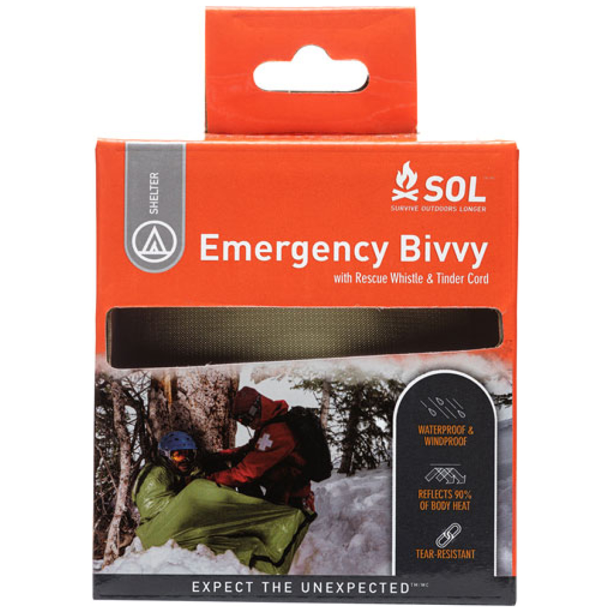 01401140_pkg. Jpg - arb sol emergency bivvy w/ - tender cord & e whistle odgrn - 01401140 pkg