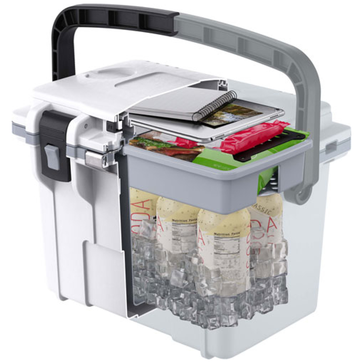 14q1whtgry_in-use. Jpg - pelican coolers im 14 quart - white/gray w/dry storage - 14q1whtgry in use