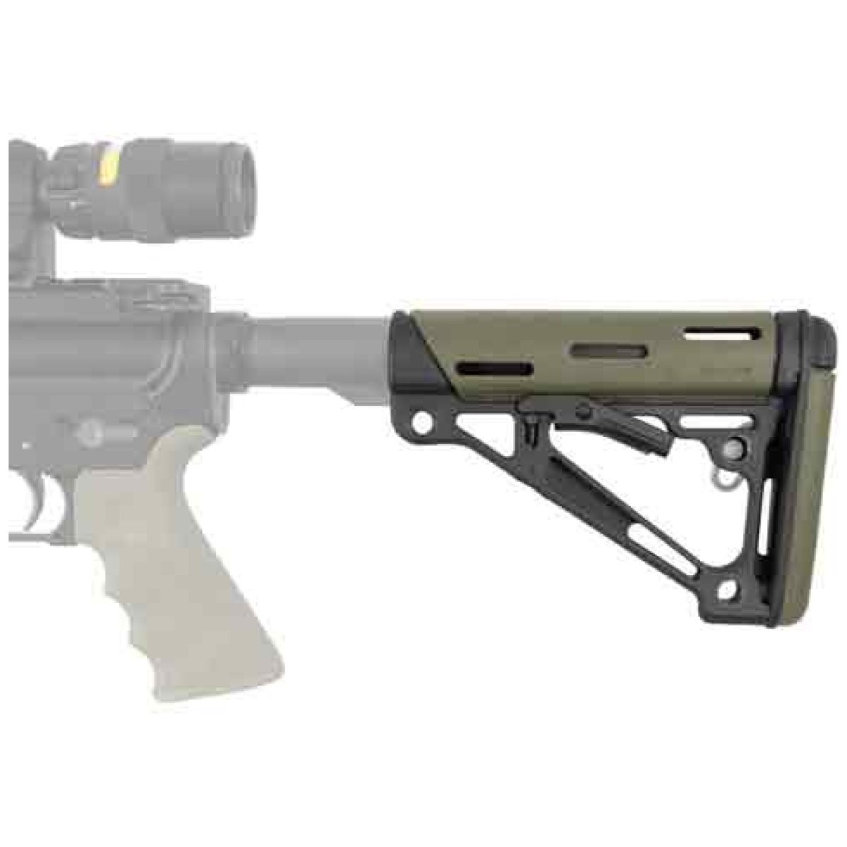 15250_on-gun. Jpg - hogue ar-15 collapsible stock - od green rubber commercial - 15250 on gun