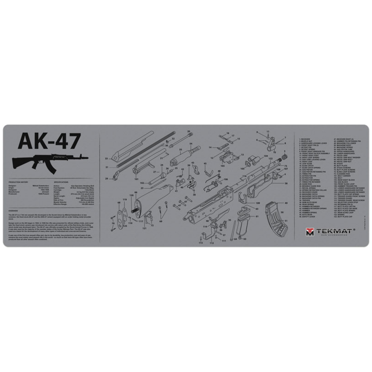 36ak47gy. Jpg - tekmat armorers bench mat - 12"x36" ak-47 grey - 36ak47gy