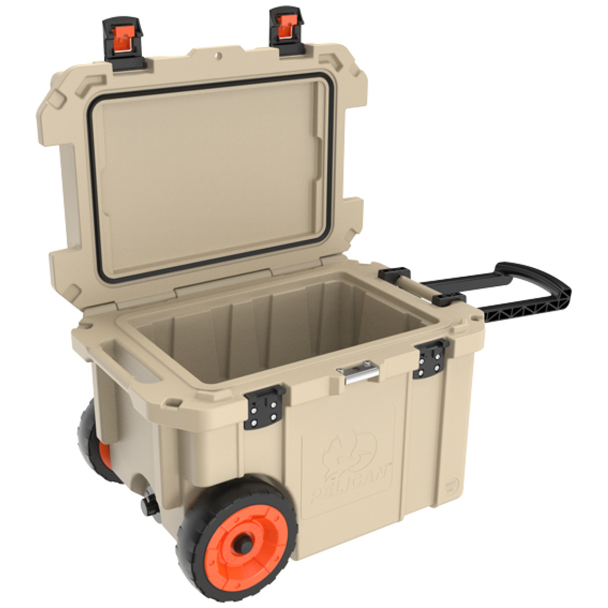 45qw2tan_open. Jpg - pelican coolers im 45 quart - elite tan w/ wheels - 45qw2tan open