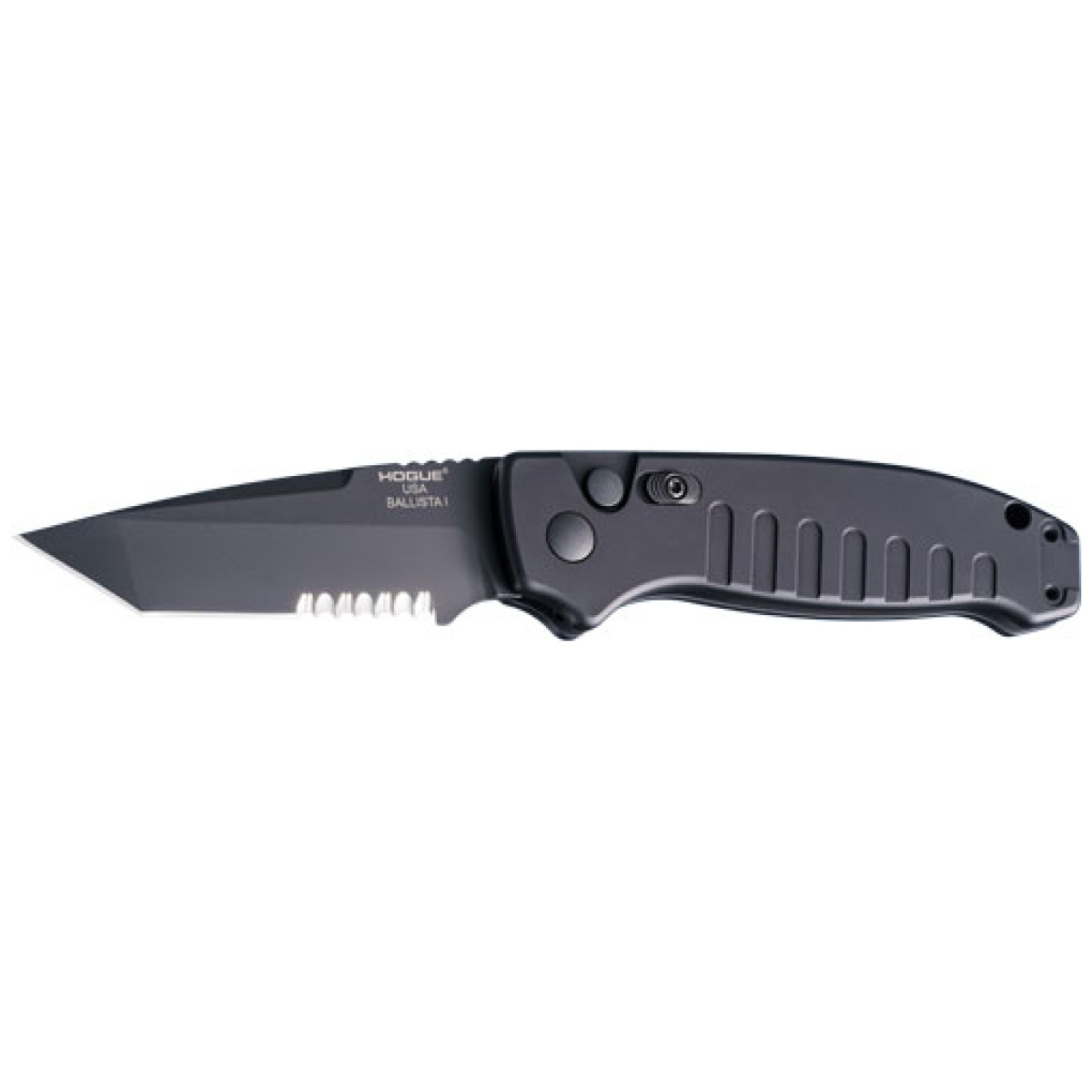 64120-1. Jpg - hogue ballista-i button auto - tanto prt. Serrated matte blk - 64120 1