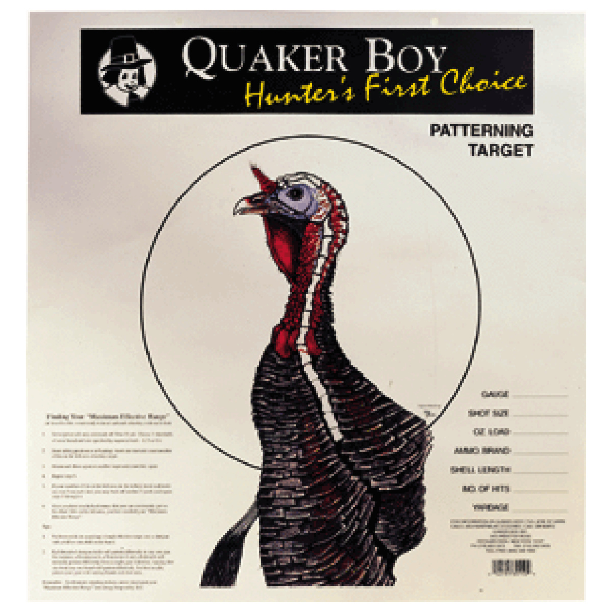 80112. Gif - quaker boy paper target turkey - 20" x 20" 100-pack - 80112