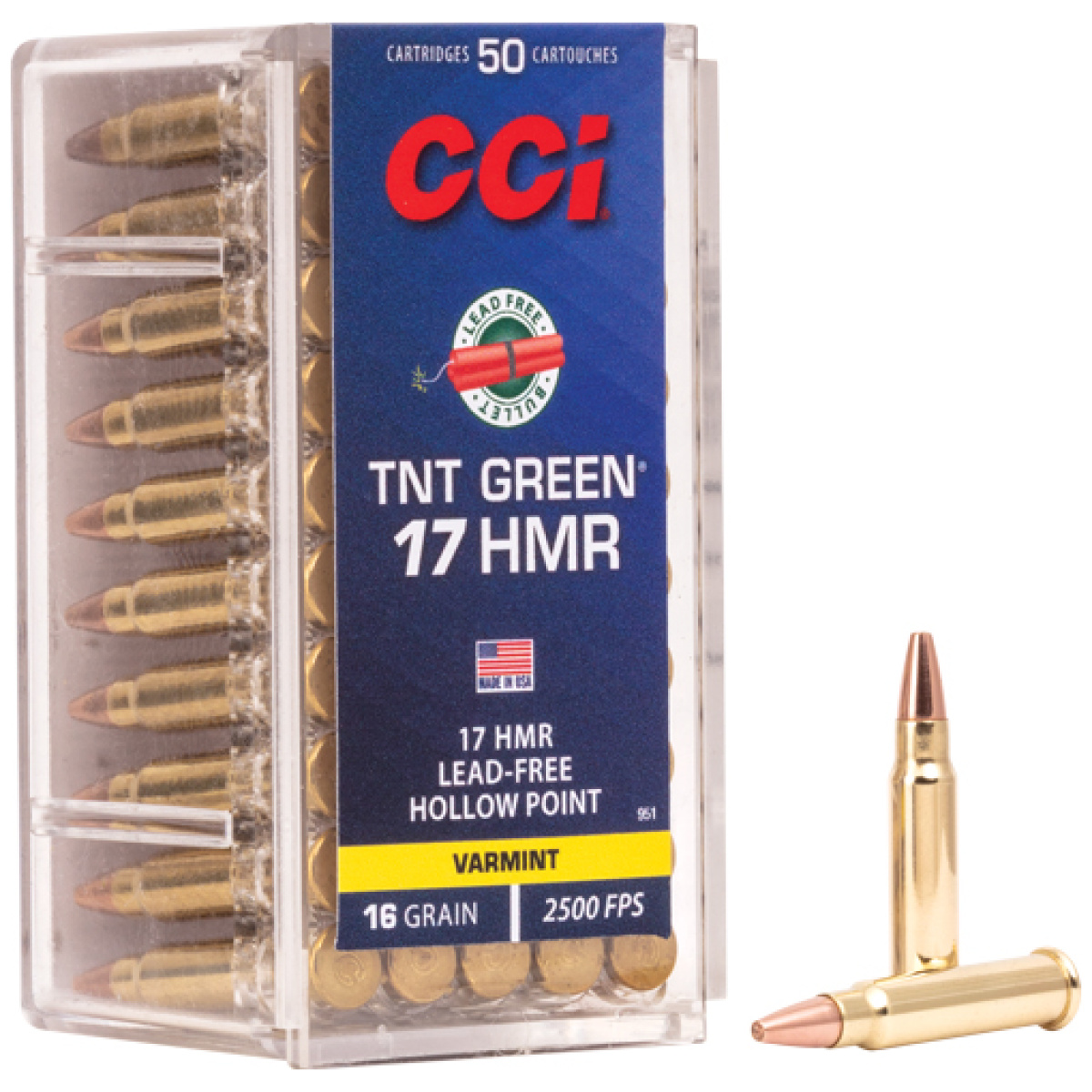 A951_1. Jpg - cci green lead free 17hmr 16gr - tnt-hp 2500fps 50rd 40bx/cs - a951 1