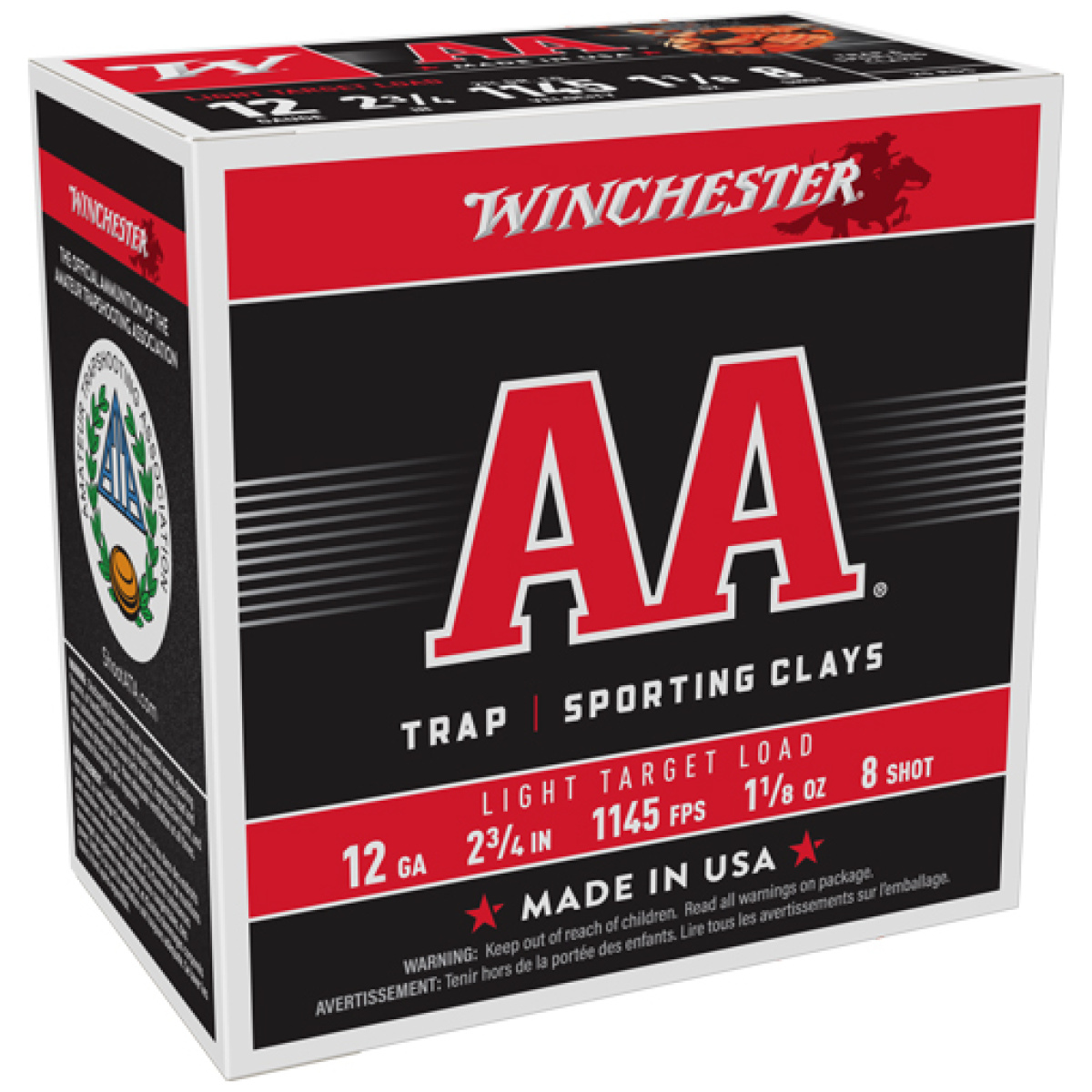 Aa128_2. Jpg - winchester aa 12ga 2. 75" - 1-1/8oz #8 1145fps 250rd case - aa128 2