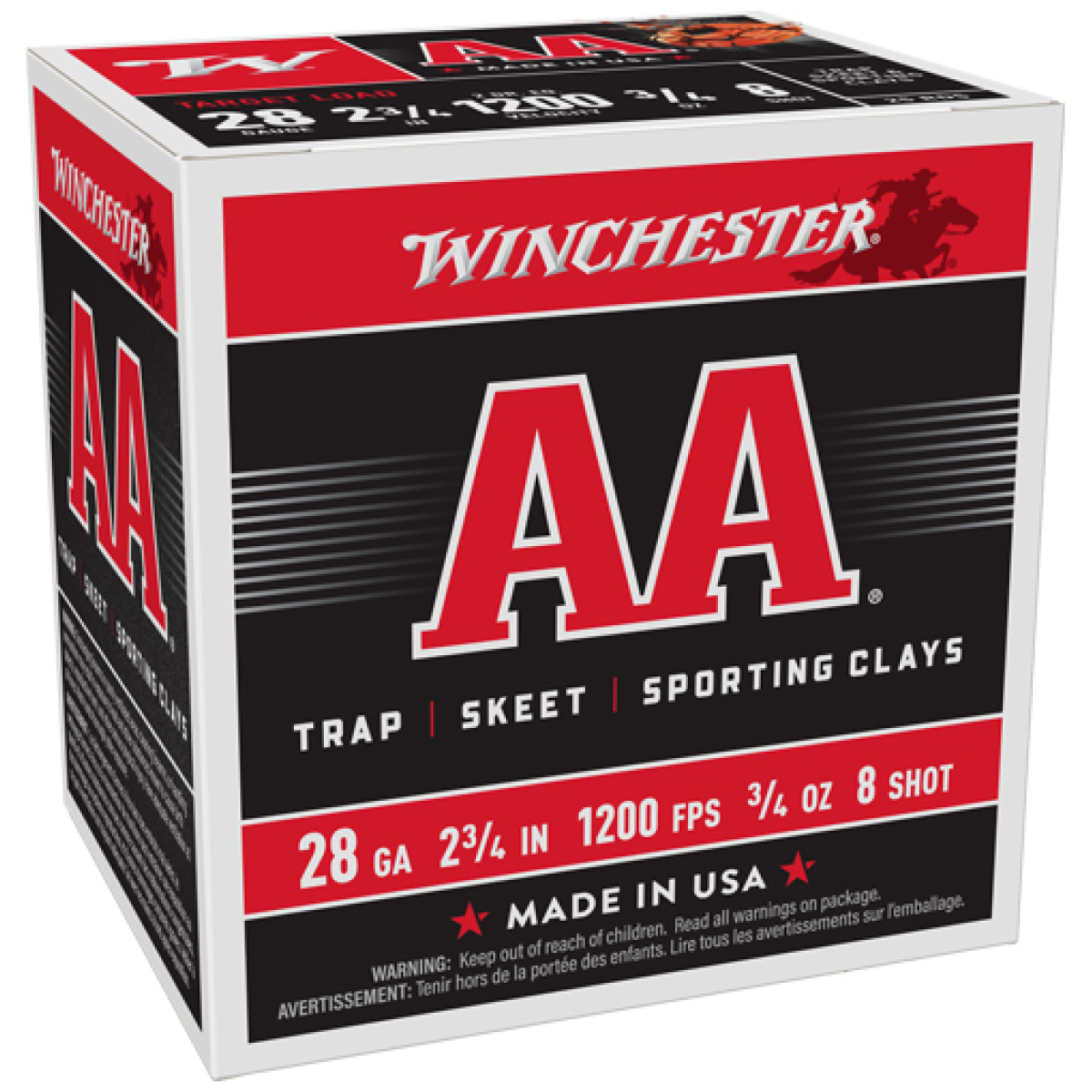 Aa288_2. Jpg - winchester aa 28ga 2. 75" 3/4oz - #8 1200fps 250rd case lot - aa288 2