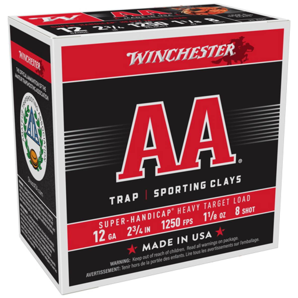 Aaha128_2. Jpg - winchester aa 12ga 2. 75" - 1-1/8oz #8 1250fps 250rr case - aaha128 2