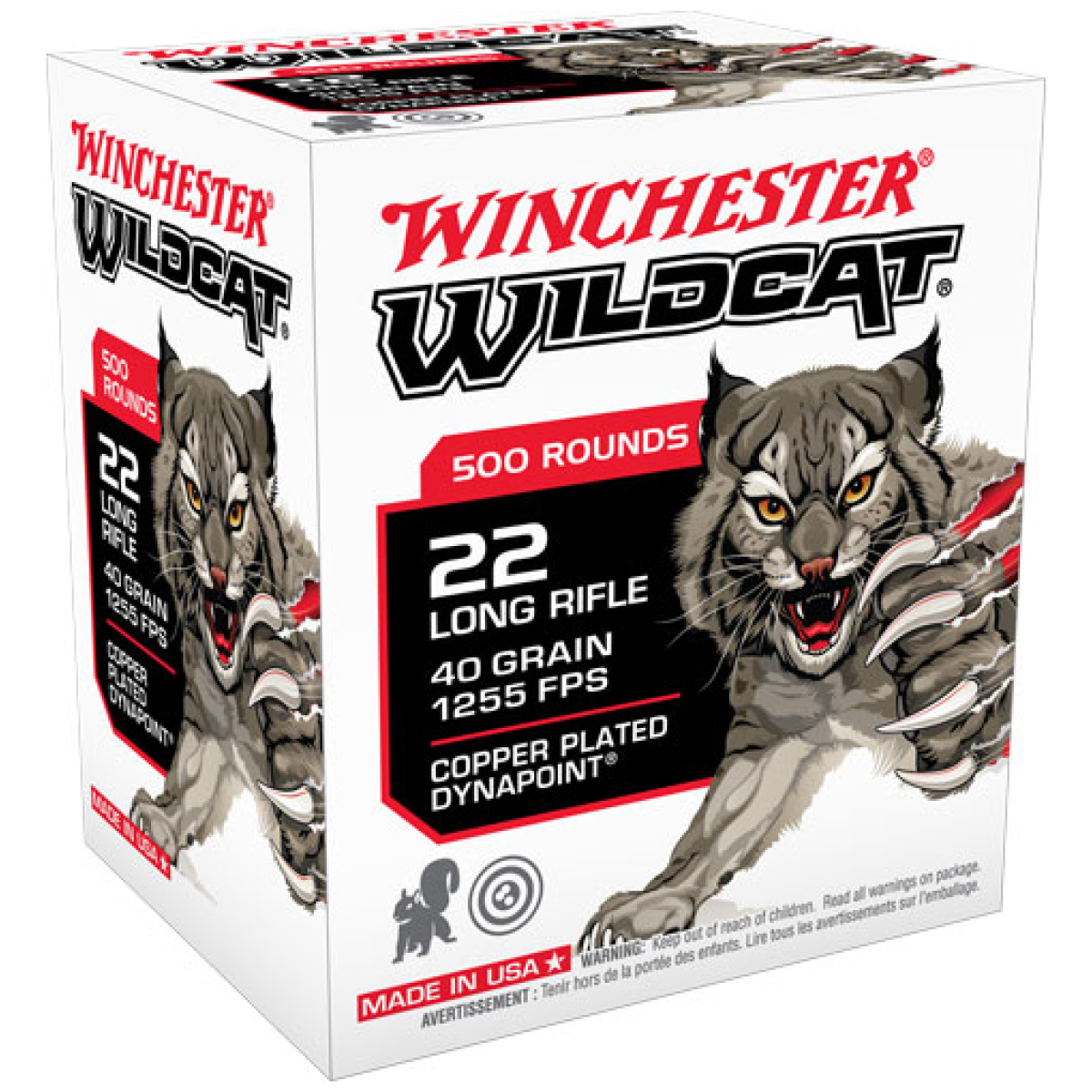 Aww22lrb. Jpg - winchester wildcat 22lr 40gr - lead-rn 1255fps 500rd 10bx/cs - aww22lrb