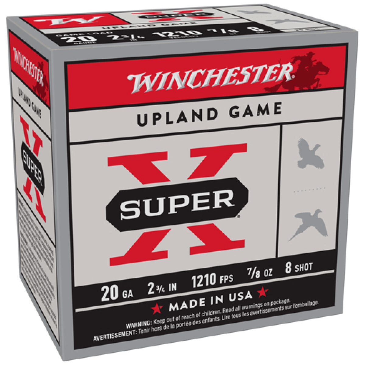 Axu208. Jpg - winchester super-x 20ga 2. 75" - 7/8oz #8 1210fps 250rd case - axu208