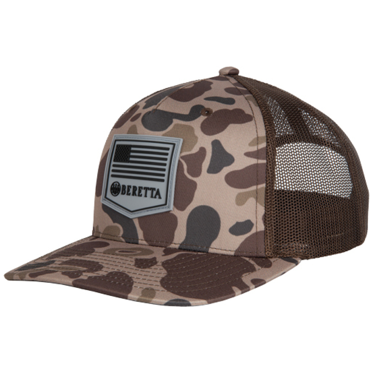 Bc045t1675085w. Jpg - beretta cap pm trucker r 112 - rubber patch brown duck camo - bc045t1675085w