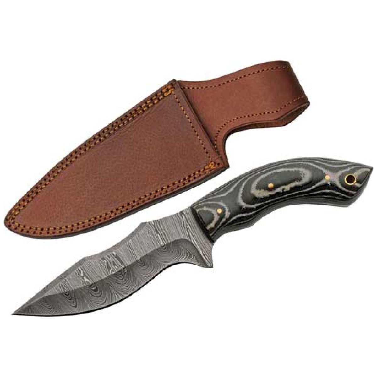 Dm1307. Jpg - szco rite edge 5" charcoal - micarta damascus dp w/sheath - dm1307