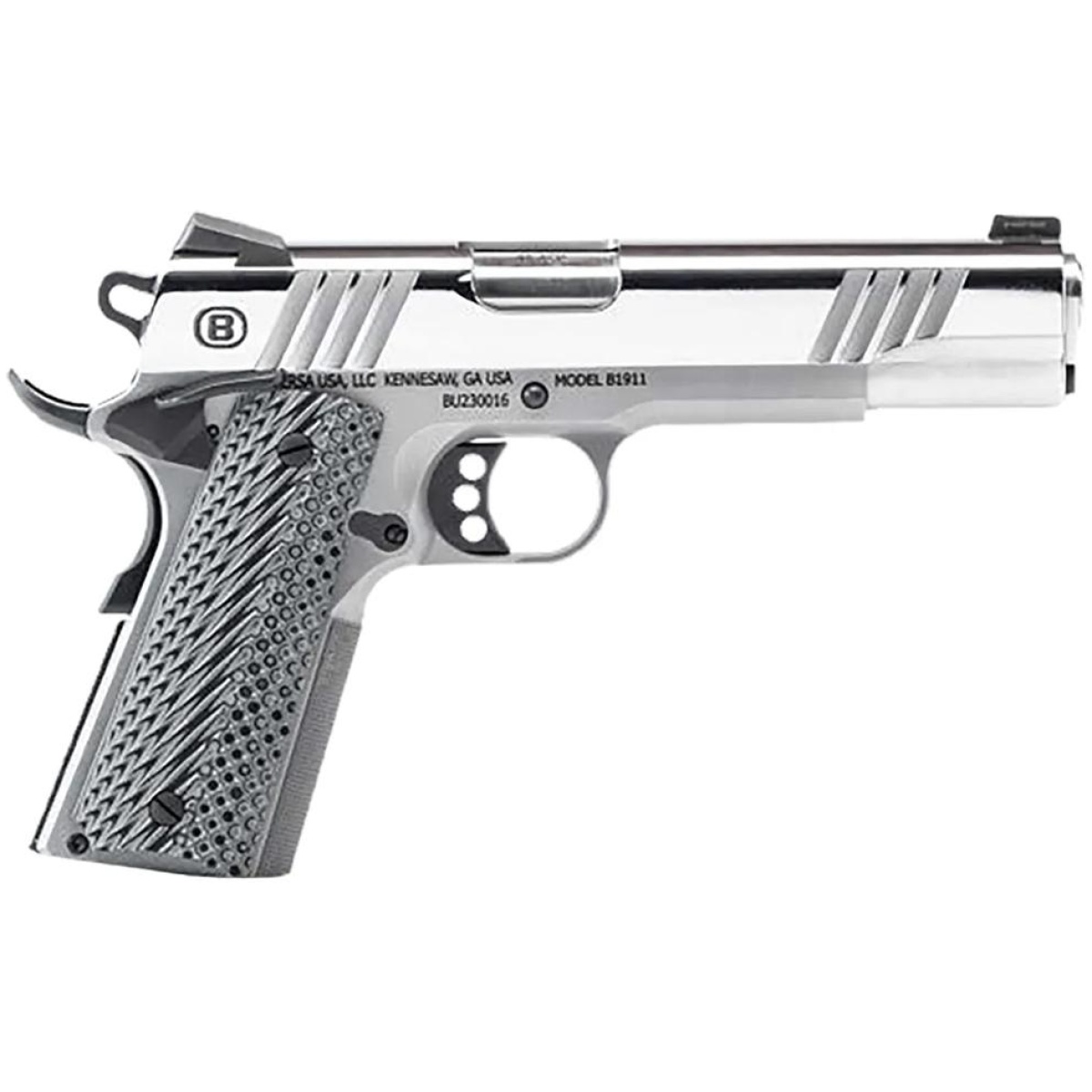 Ewb19117050pmbg-1. Jpg - bersa b1911 handgun. 45 acp 8rd magazine 5" barrel polished stainless steel with vz grips night sight - ewb19117050pmbg 1