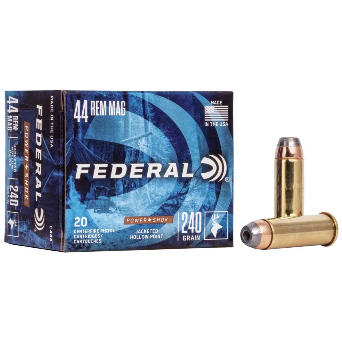 Fac44a_1. Jpg - federal power-shok handgun ammunition. 44 mag 240 gr jhp 1230 fps 20/box - fac44a 1