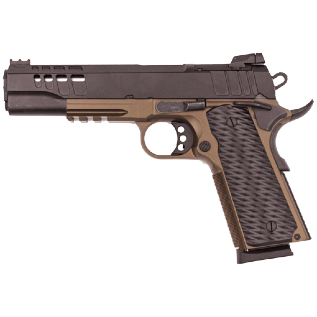 Gl191145fssbrz. Jpg - glfa 1911 pistol 45acp 5" fs - black slide bronze frame - gl191145fssbrz