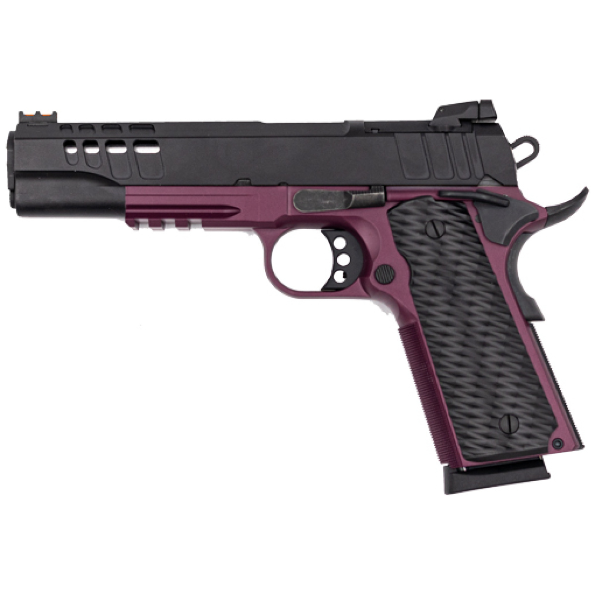 Gl191145fsschy. Jpg - glfa 1911 pistol 45acp 5" fs - black slide black cherry frame - gl191145fsschy