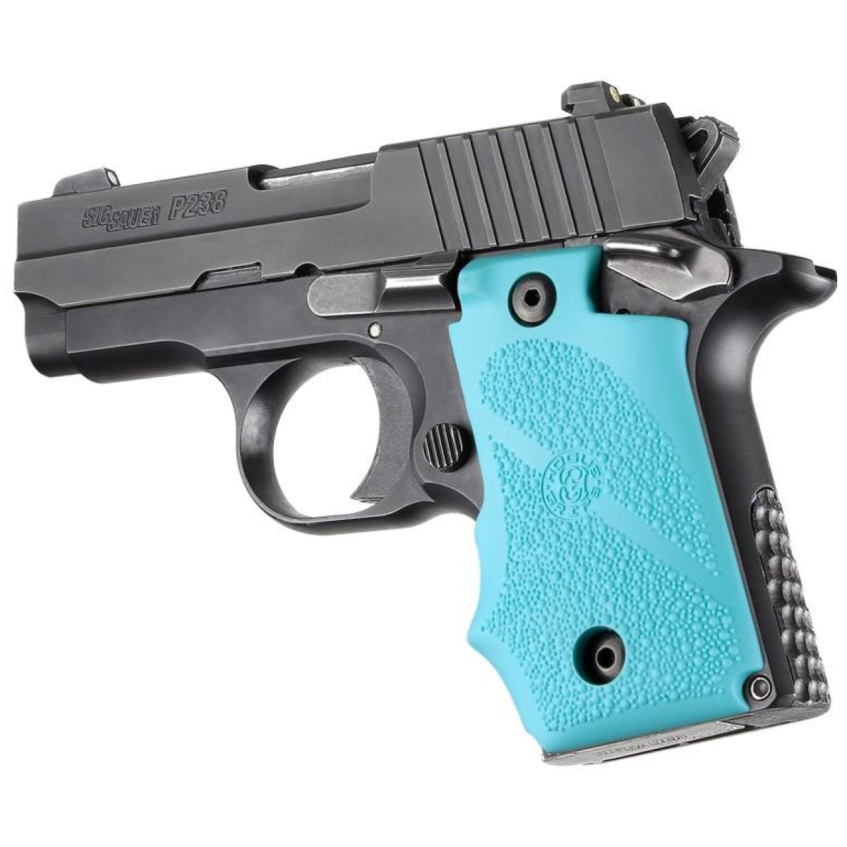 Ha38004. Jpg - hogue rubber grip with finger grooves for sig sauer p238 - aqua - ha38004