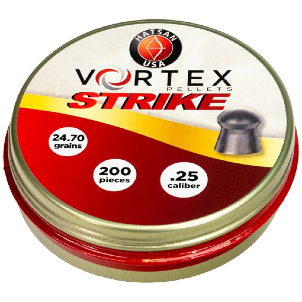 Ha90642. Jpg - hatsan vortex strike pellets -. 25 24. 70gr 200 per tin - ha90642