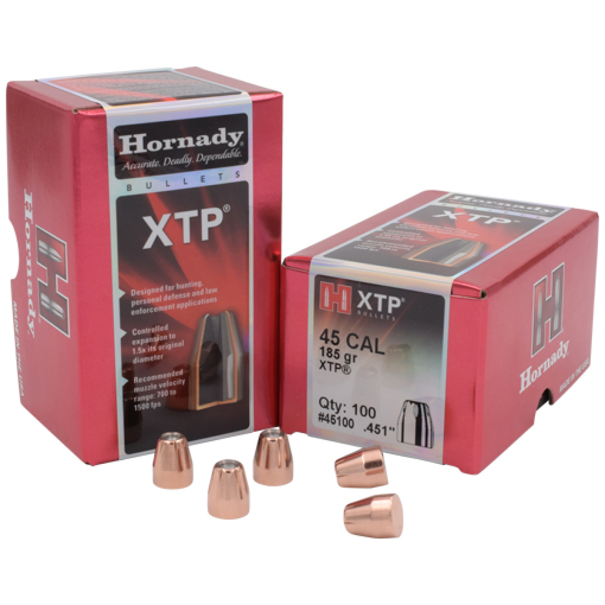 Hdy45100_1. Jpg - hornady bullets 45 cal. 451 - 185gr xtp 100ct 15bx/cs - hdy45100 1