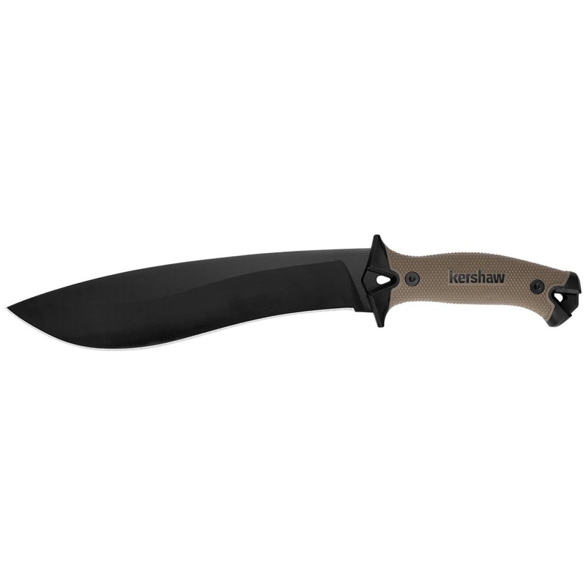 Kw1077tan-1. Jpg - kershaw camp 10 fixed machete knife 10" recurve blade tan and black - kw1077tan 1